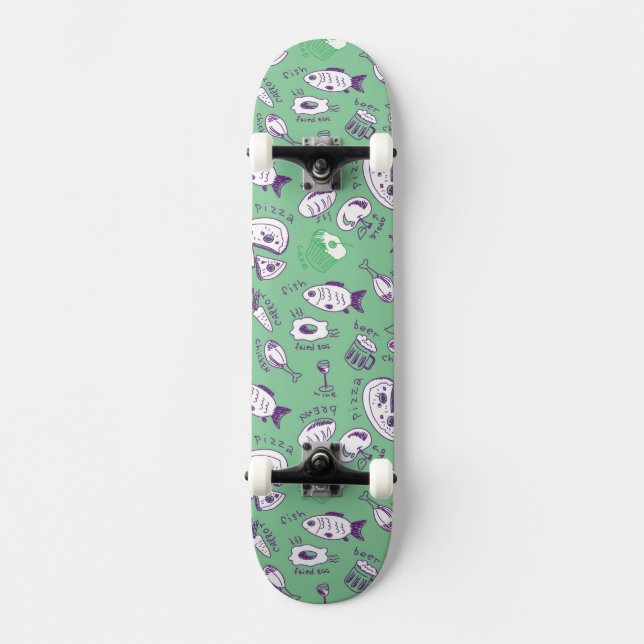 Pattern with Food Skateboard (Front)