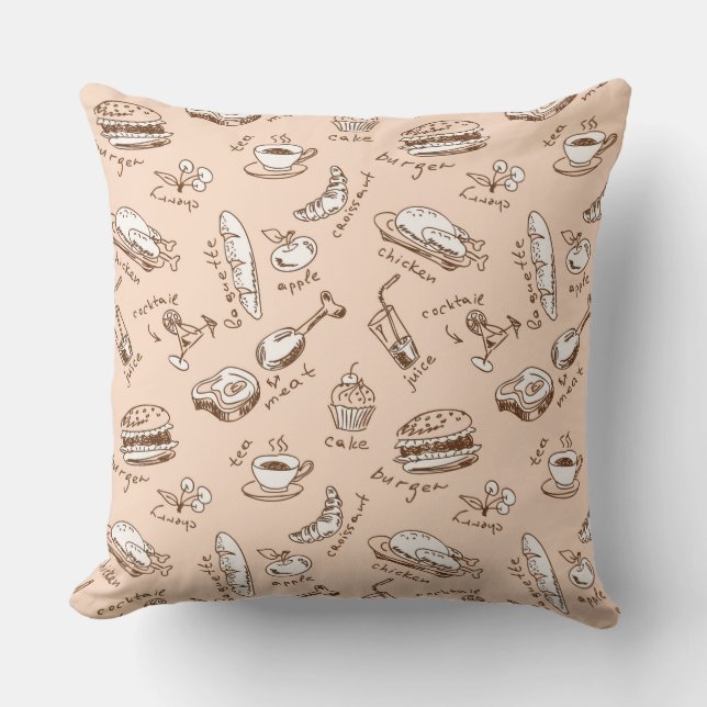 Pattern With Food Throw Pillow (Front)