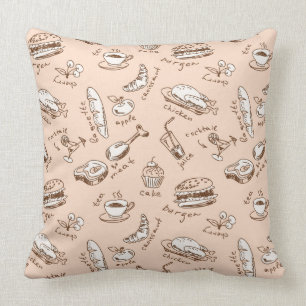 Pattern With Food Throw Pillow
