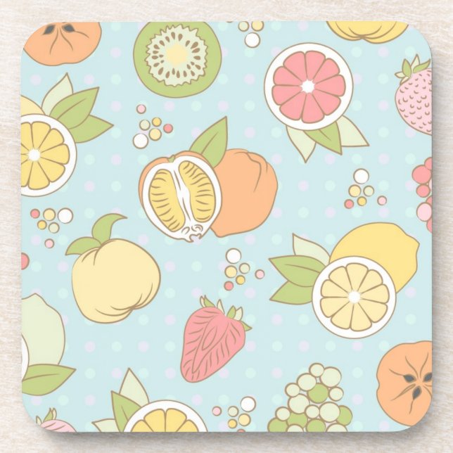 Pattern With Fruits And Berries Coaster (Front)