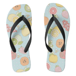 Pattern With Fruits And Berries Flip Flops