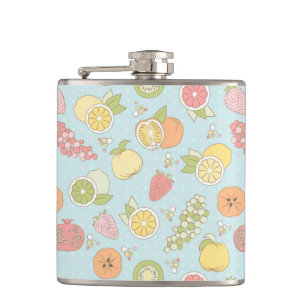 Pattern With Fruits And Berries Hip Flask