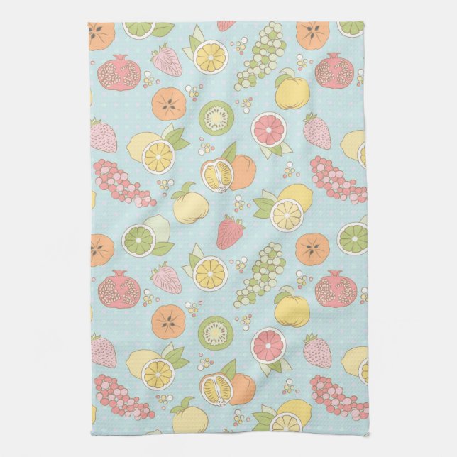 Pattern With Fruits And Berries Kitchen Towel (Vertical)