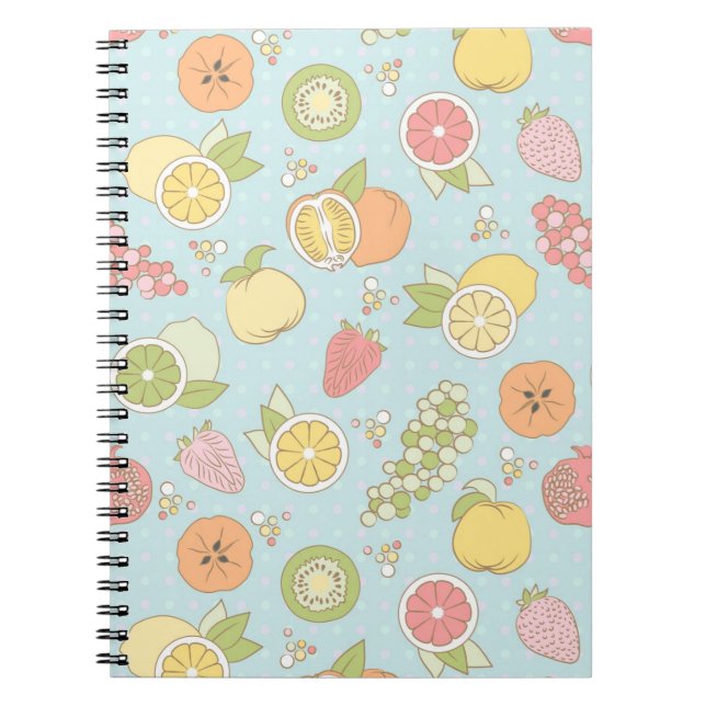Pattern With Fruits And Berries Notebook (Front)