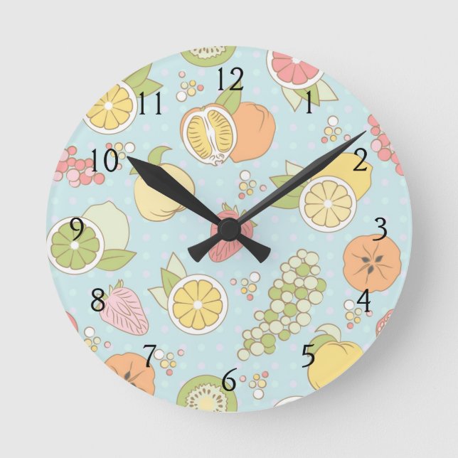 Pattern With Fruits And Berries Round Clock (Front)
