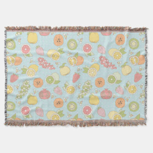 Pattern With Fruits And Berries Throw Blanket