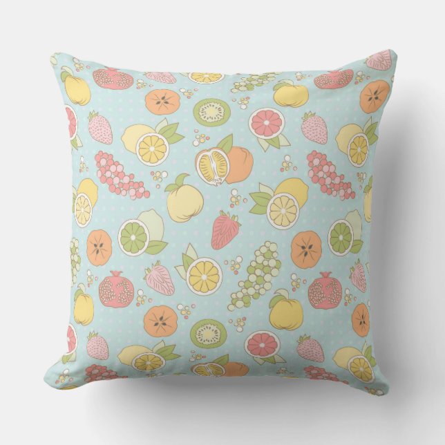 Pattern With Fruits And Berries Throw Pillow (Front)