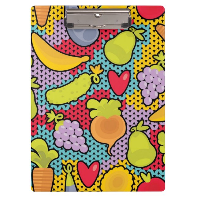 Pattern with fruits and vegetables clipboard (Front)