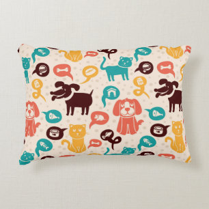 Pattern With Funny Cats And Dogs Accent Pillow