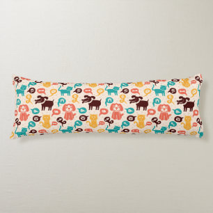 Pattern With Funny Cats And Dogs Body Pillow