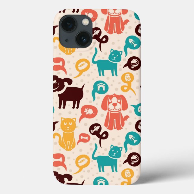 Pattern With Funny Cats And Dogs Case-Mate iPhone Case (Back)