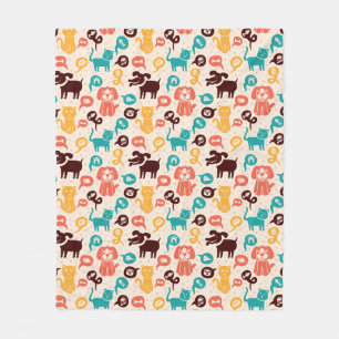 Pattern With Funny Cats And Dogs Fleece Blanket