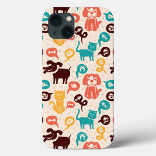 Pattern With Funny Cats And Dogs iPhone 13 Case