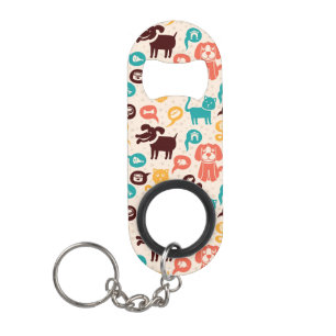 Pattern With Funny Cats And Dogs Mini Bottle Opener
