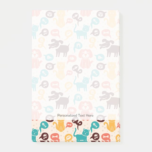 Pattern With Funny Cats And Dogs Post-it Notes (Front)