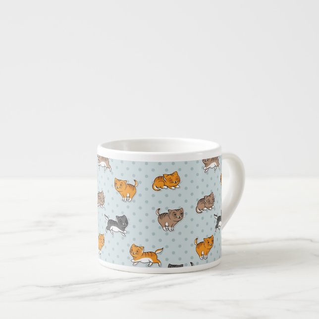 pattern with funny cats espresso cup (Front Right)