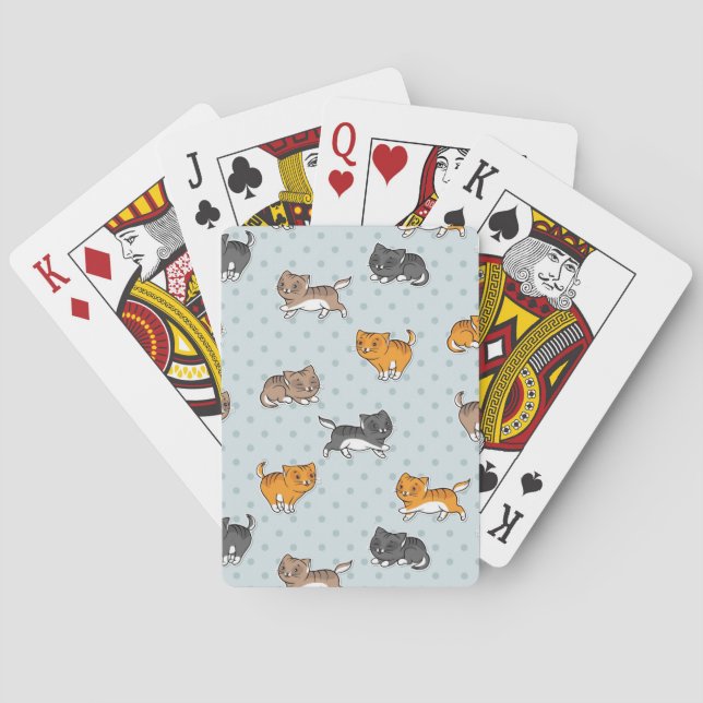 pattern with funny cats playing cards (Back)