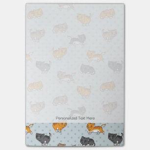 pattern with funny cats post-it notes