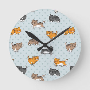 pattern with funny cats round clock