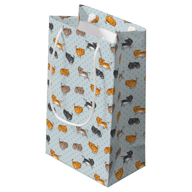 pattern with funny cats small gift bag (Back Angled)