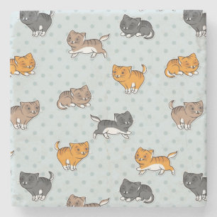 pattern with funny cats stone coaster