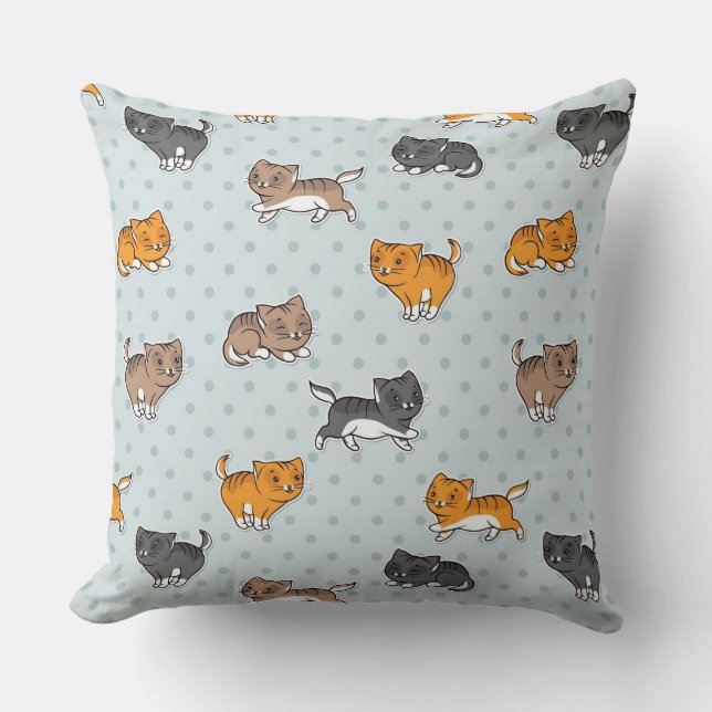 pattern with funny cats throw pillow (Front)