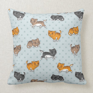 pattern with funny cats throw pillow