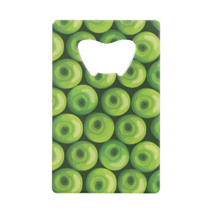 Pattern with Green Apples Credit Card Bottle Opener