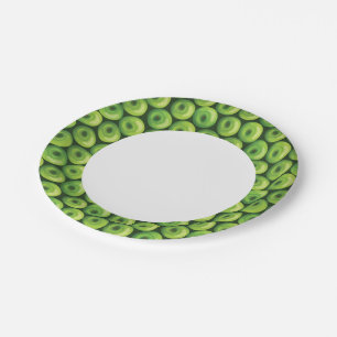 Pattern with Green Apples Paper Plate