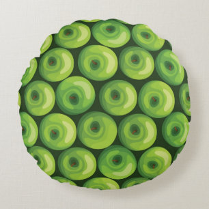 Pattern with Green Apples Round Pillow