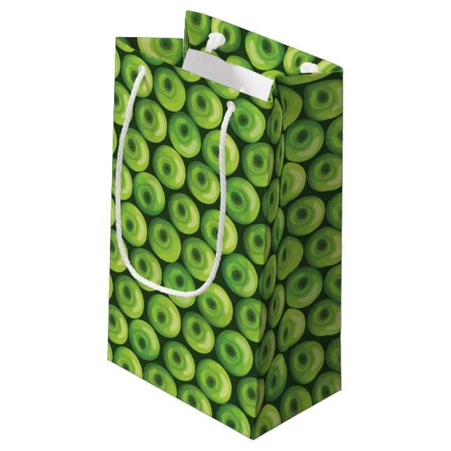 Pattern with Green Apples Small Gift Bag (Back Angled)