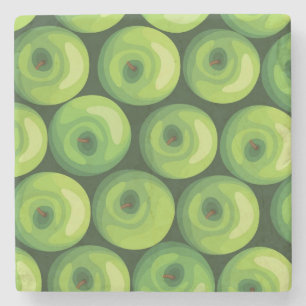 Pattern with Green Apples Stone Coaster