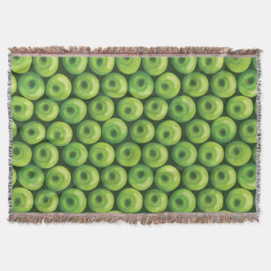 Pattern with Green Apples Throw Blanket