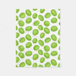 Pattern with green olives fleece blanket
