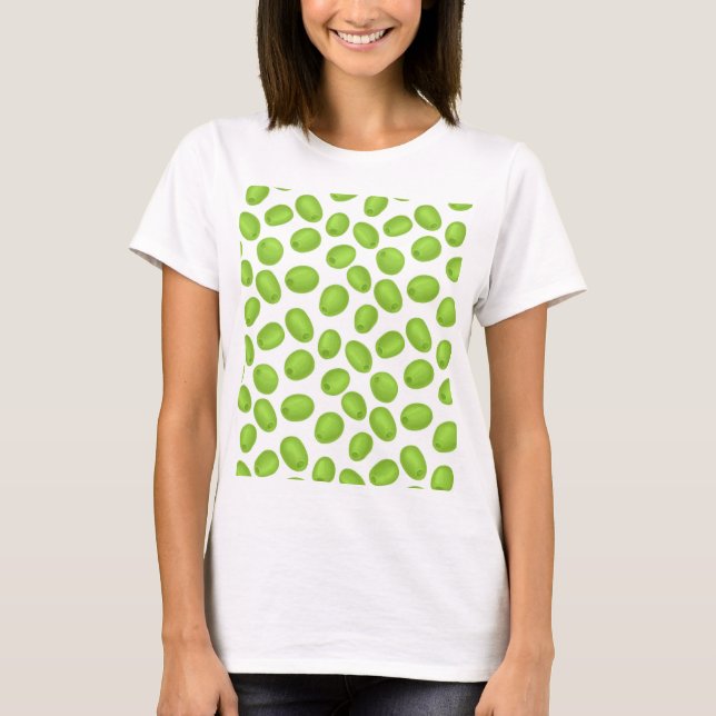 Pattern with  green olives T-Shirt (Front)