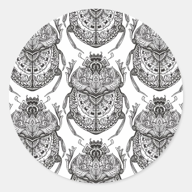 Pattern With Hand Doodle Classic Round Sticker (Front)