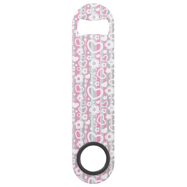 Pattern with Hearts and Flowers Bar Key (Front)