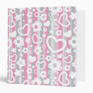 Pattern with Hearts and Flowers Binder