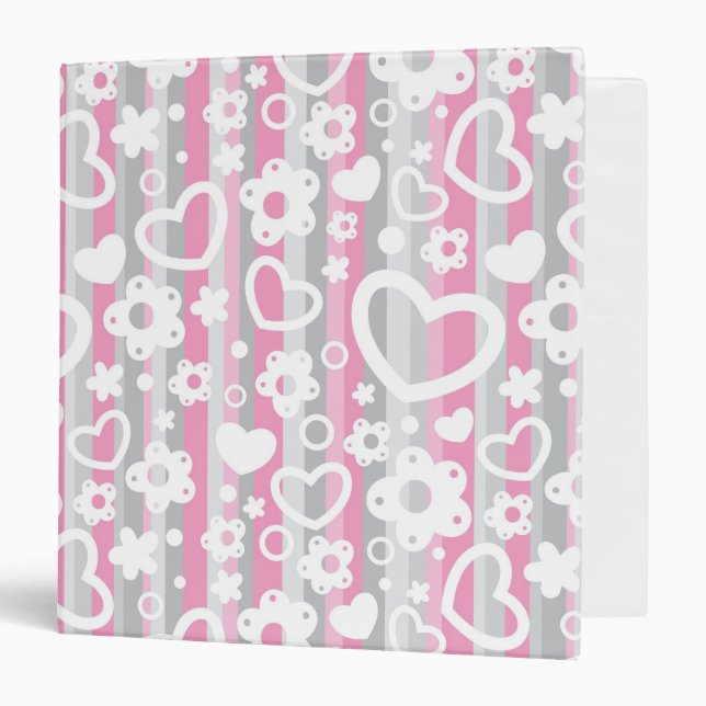 Pattern with Hearts and Flowers Binder (Front/Inside)