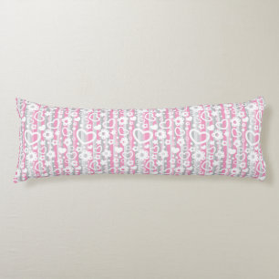 Pattern with Hearts and Flowers Body Pillow