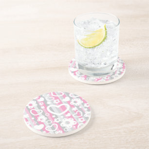 Pattern with Hearts and Flowers Coaster