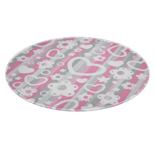 Pattern with Hearts and Flowers Cutting Board