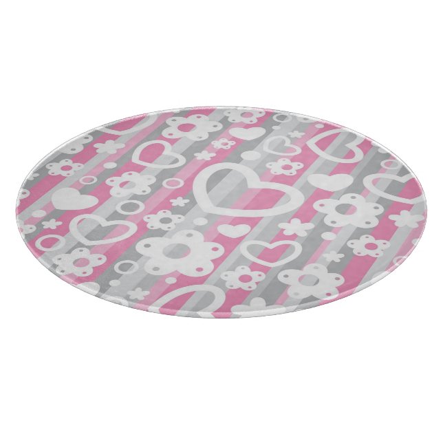 Pattern with Hearts and Flowers Cutting Board (Corner)