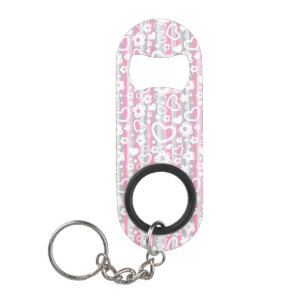 Pattern with Hearts and Flowers Mini Bottle Opener