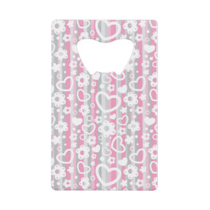 Pattern with Hearts and Flowers Wallet Bottle Opener