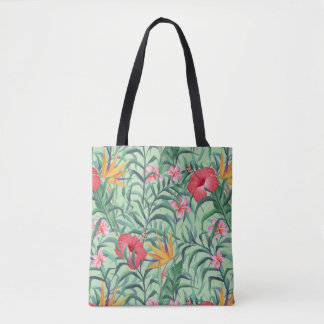 Pattern with hibiscus tote bag