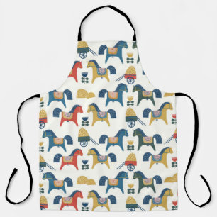 Pattern with horses inspired by scandinavian art. apron