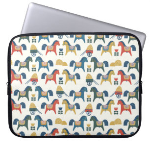 Pattern with horses inspired by scandinavian art.  laptop sleeve