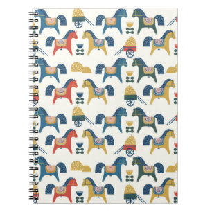 Pattern with horses inspired by scandinavian art.  notebook