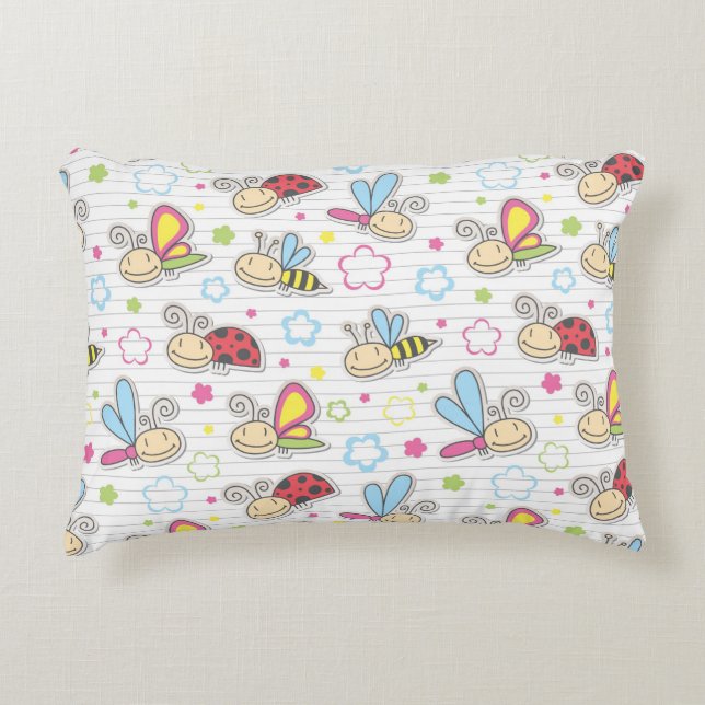 pattern with insects decorative pillow (Front)